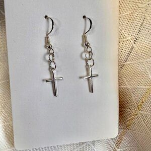 CROSS Earrings, 925 Sterling Silver Handmade Cross Earrings, Dainty Earrings, Fr
